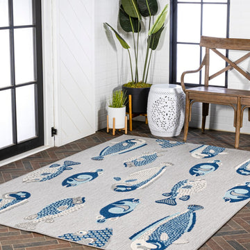 Algarve Modern Fish High-low Indoor/outdoor Area Rug